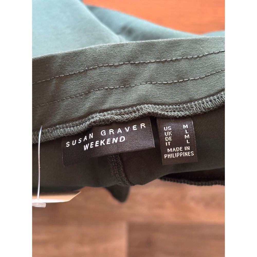 Susan Graver Weekend Womens Forest Green Cotton Blend Pull On Straight Pants M - Picture 5 of 6